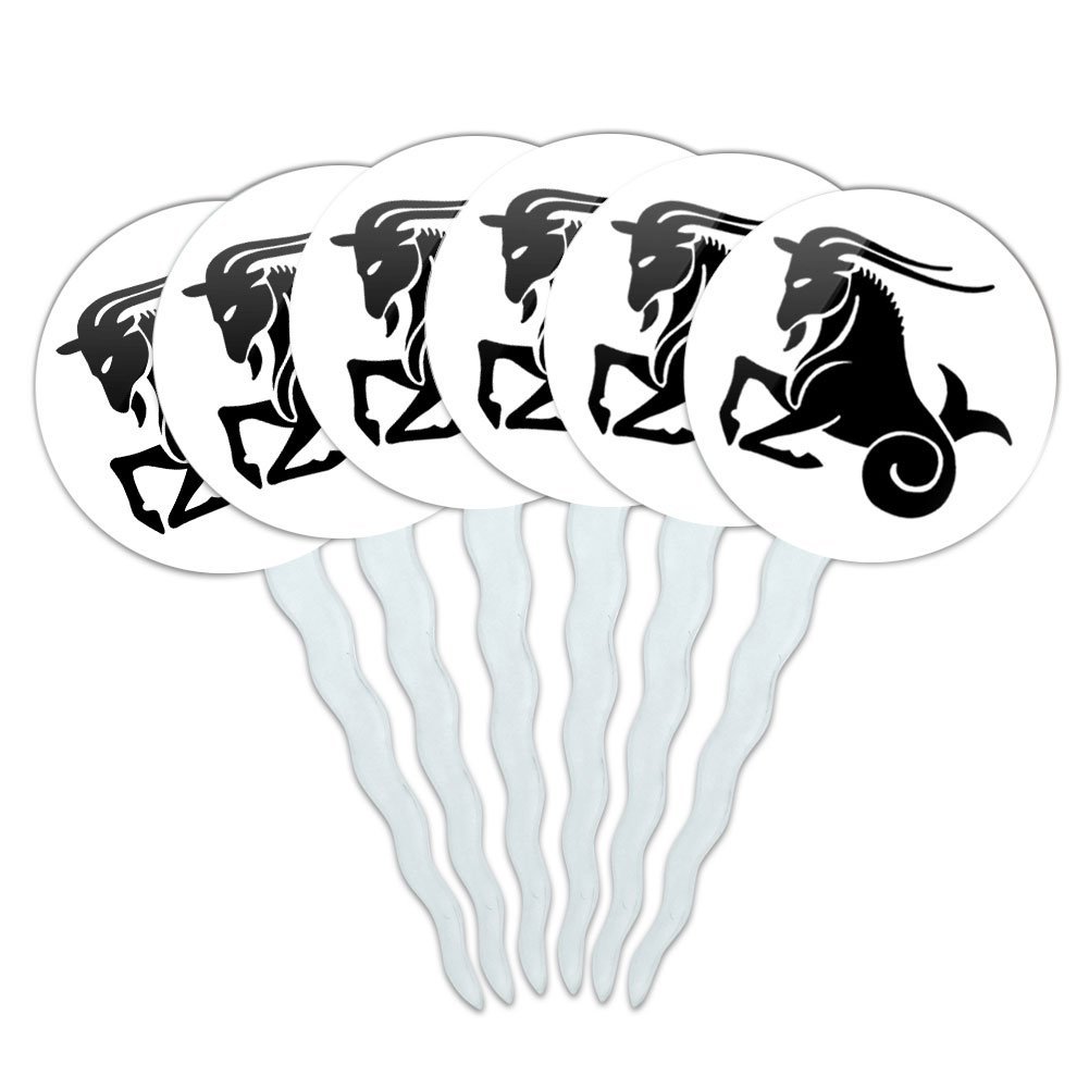 Set of 6 Cupcake Picks Toppers Decoration Zodiac Astrology Astrological