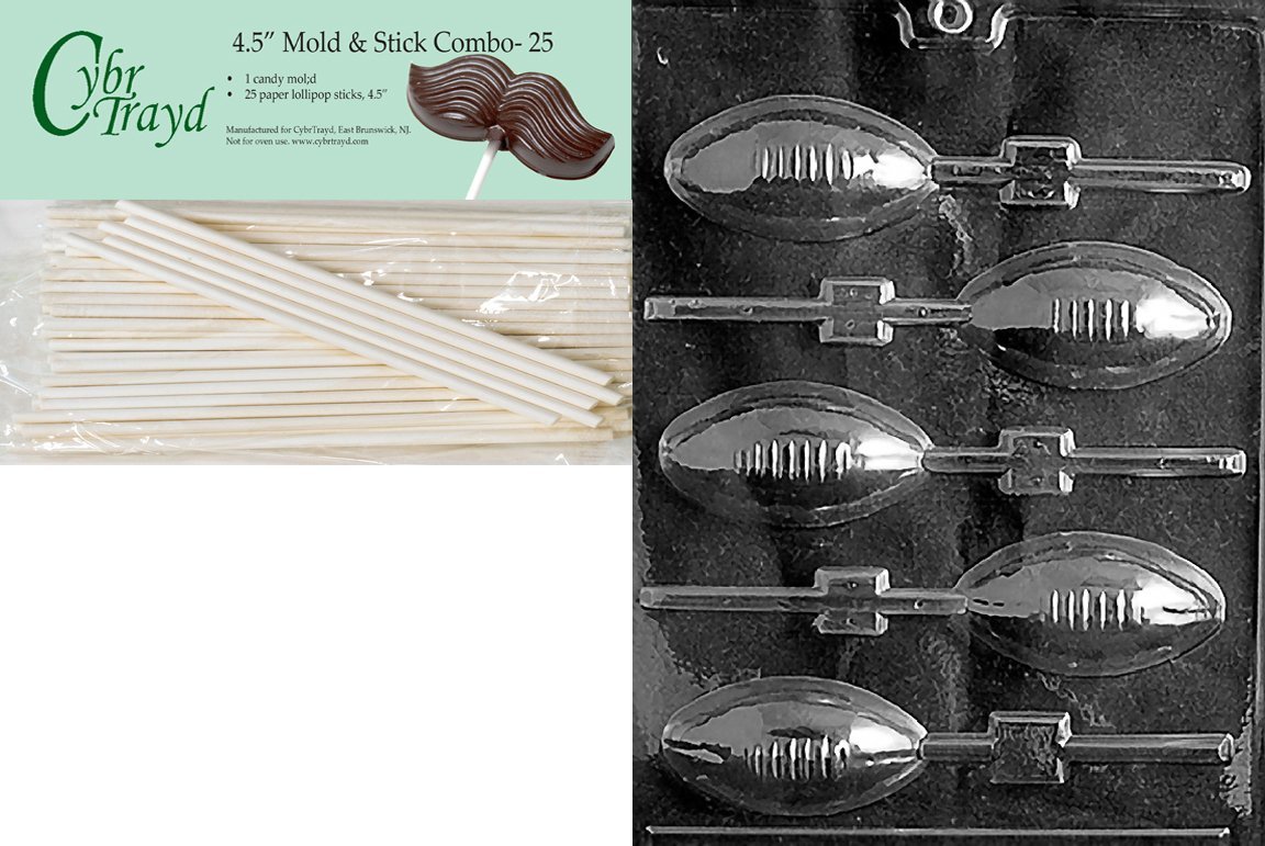 Cybrtrayd 45St25S026 Football Lolly Sports Chocolate Candy Mold with