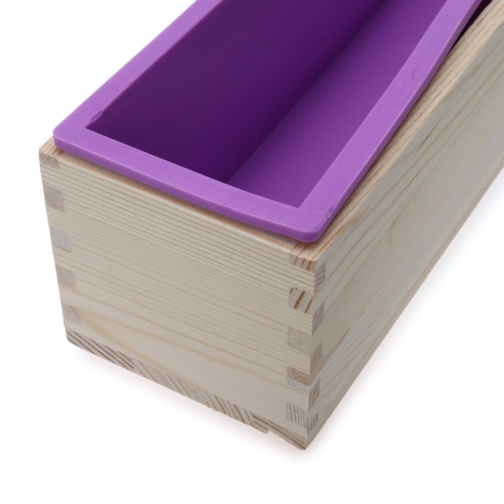 YFShine Flexible Rectangle Silicone Soap Loaf Mold Wooden Box DIY