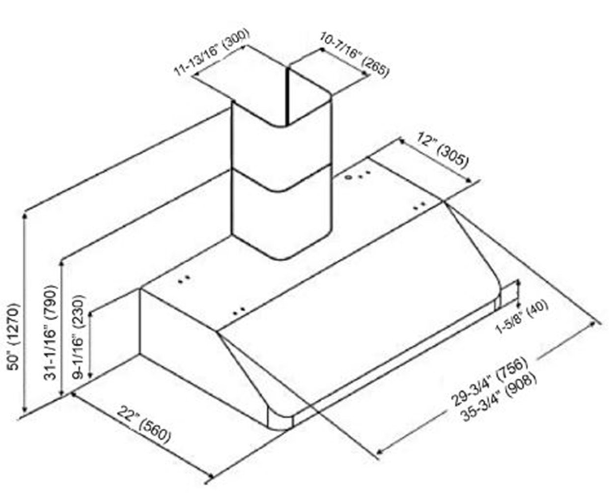 KOBE Range Hoods CHX9130SQBWM1 Contemporary Wall Mount Range Hood, 3