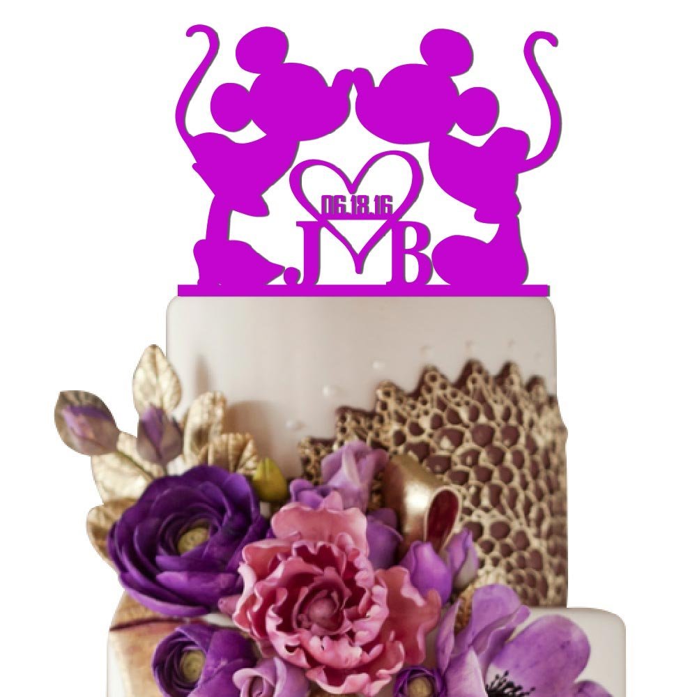 Sugar Yeti Made In USA Personalized Wedding Cake Topper Minnie Heart Mickey Initials With Date