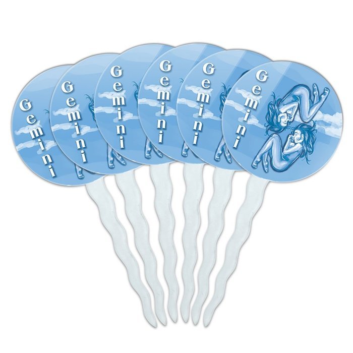 Set of 6 Cupcake Picks Toppers Decoration Zodiac Astrology Astrological