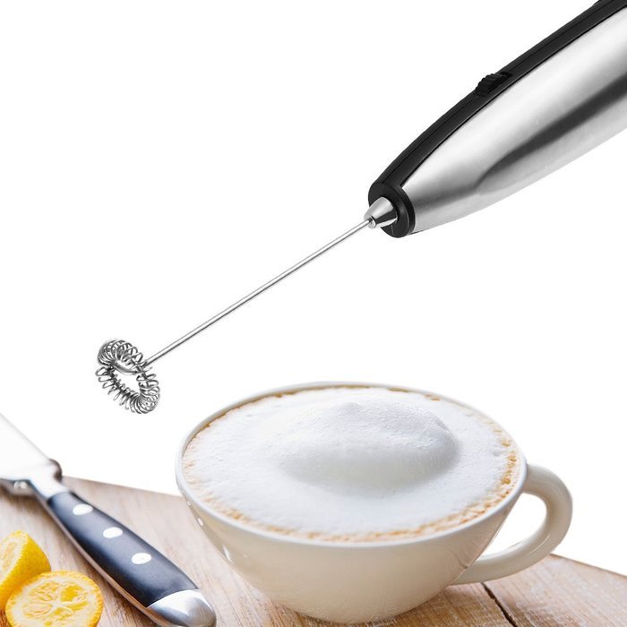 Easehold Electric Milk Frother Handheld Stainless Steel Whisk Battery