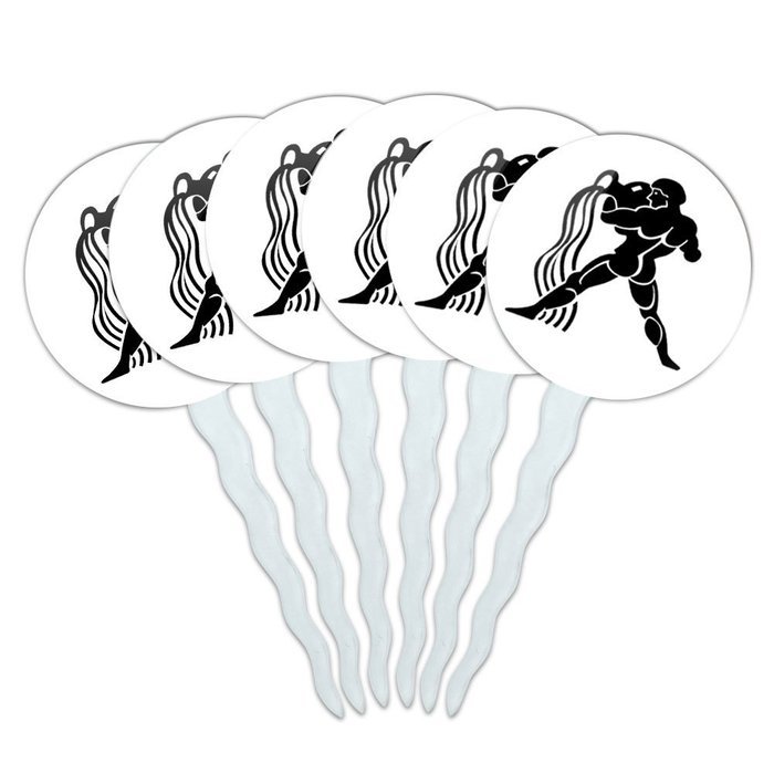 Set of 6 Cupcake Picks Toppers Decoration Zodiac Astrology Astrological