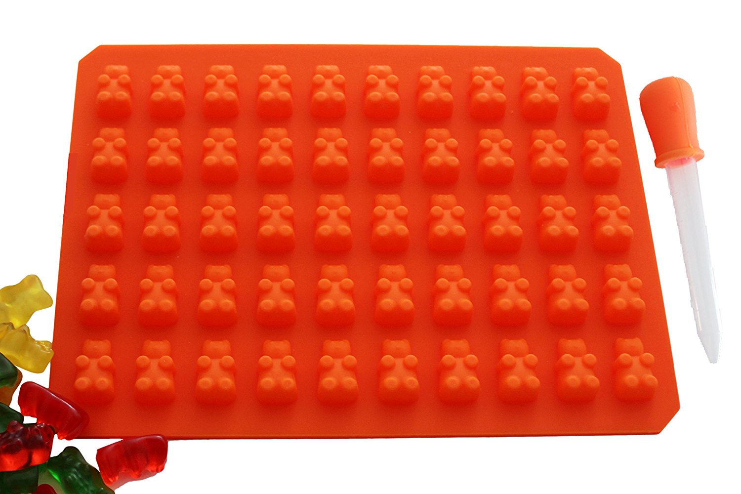 50 Cavity Silicone Gummy Bear & Chocolate Mold with BONUS SYRINGE! Best