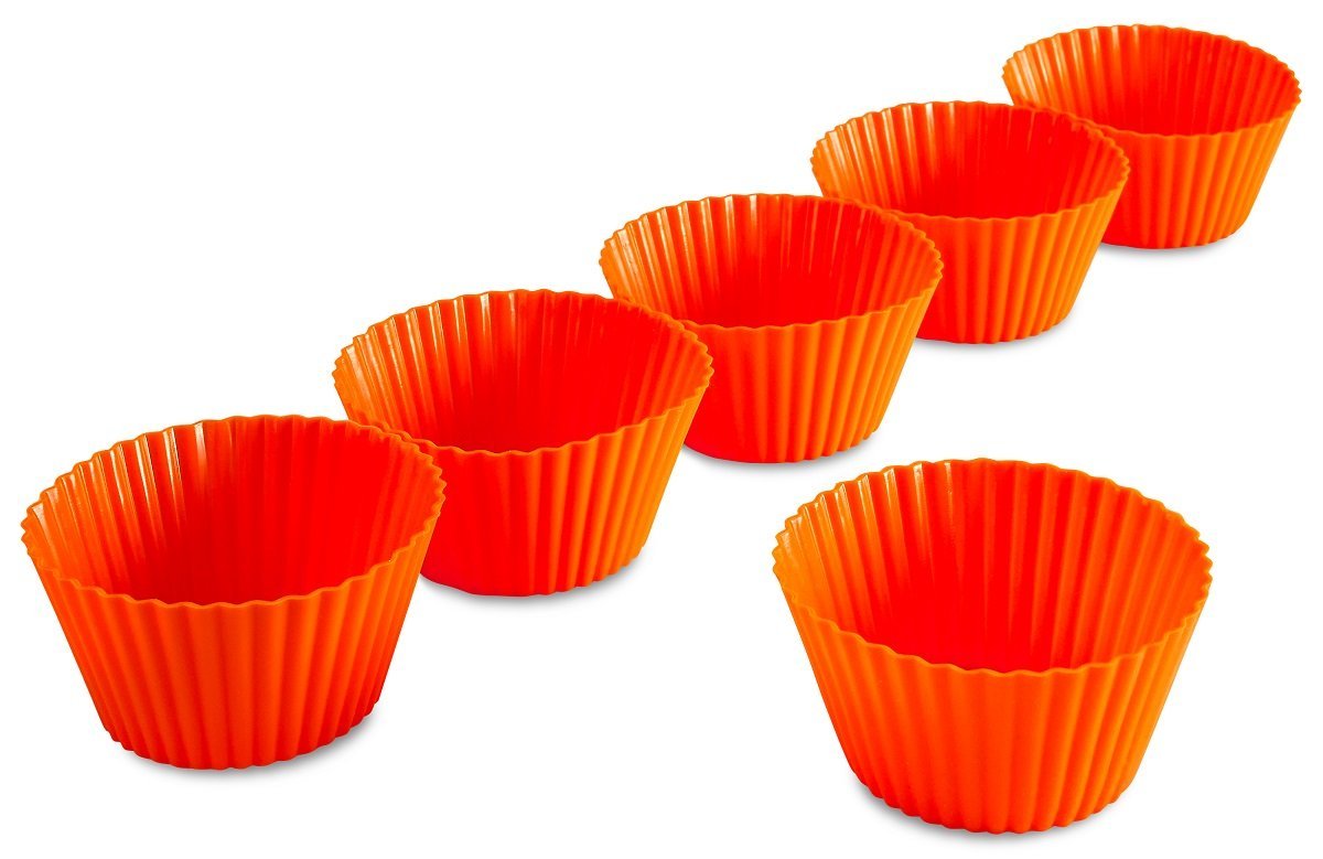 Silicone Baking Cups, 6 Pack Orange Cupcake Liners, Muffin Cups