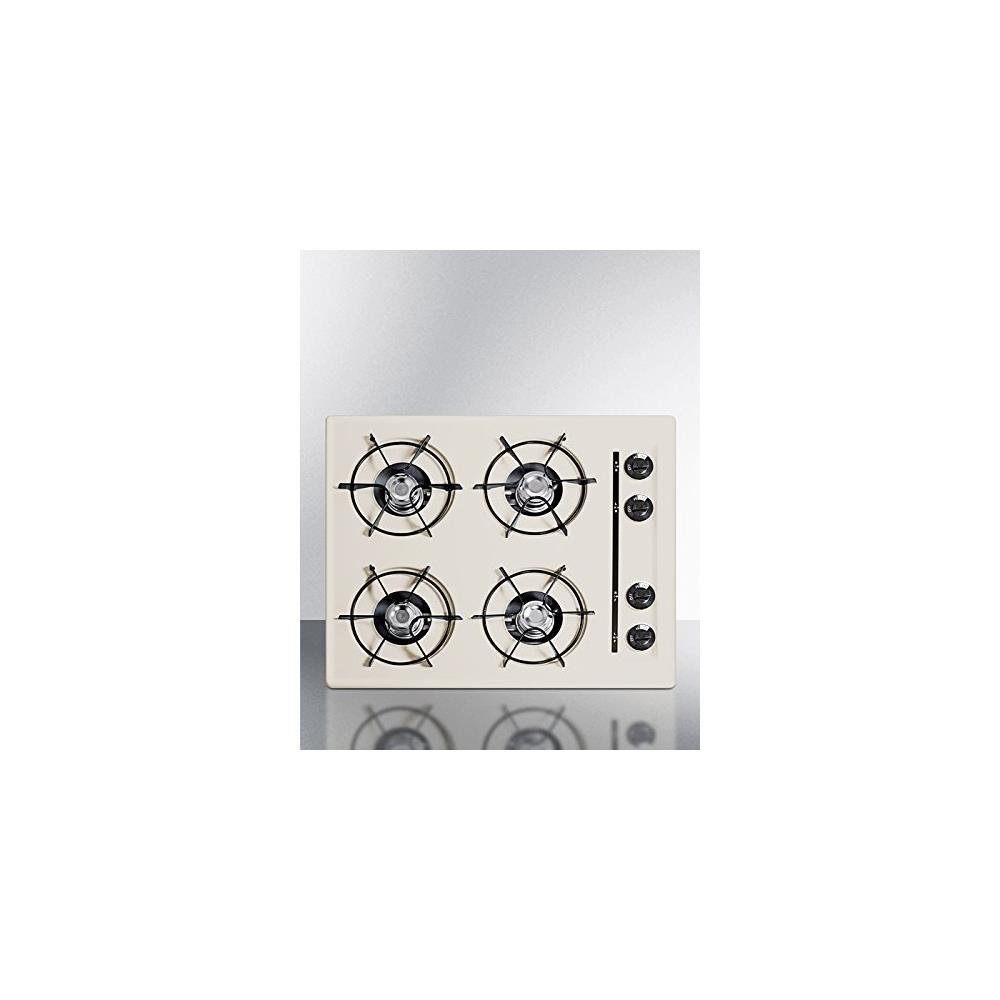 Summit SNL033 24" Wide Cooktop in Bisque, with Four Burners and Gas