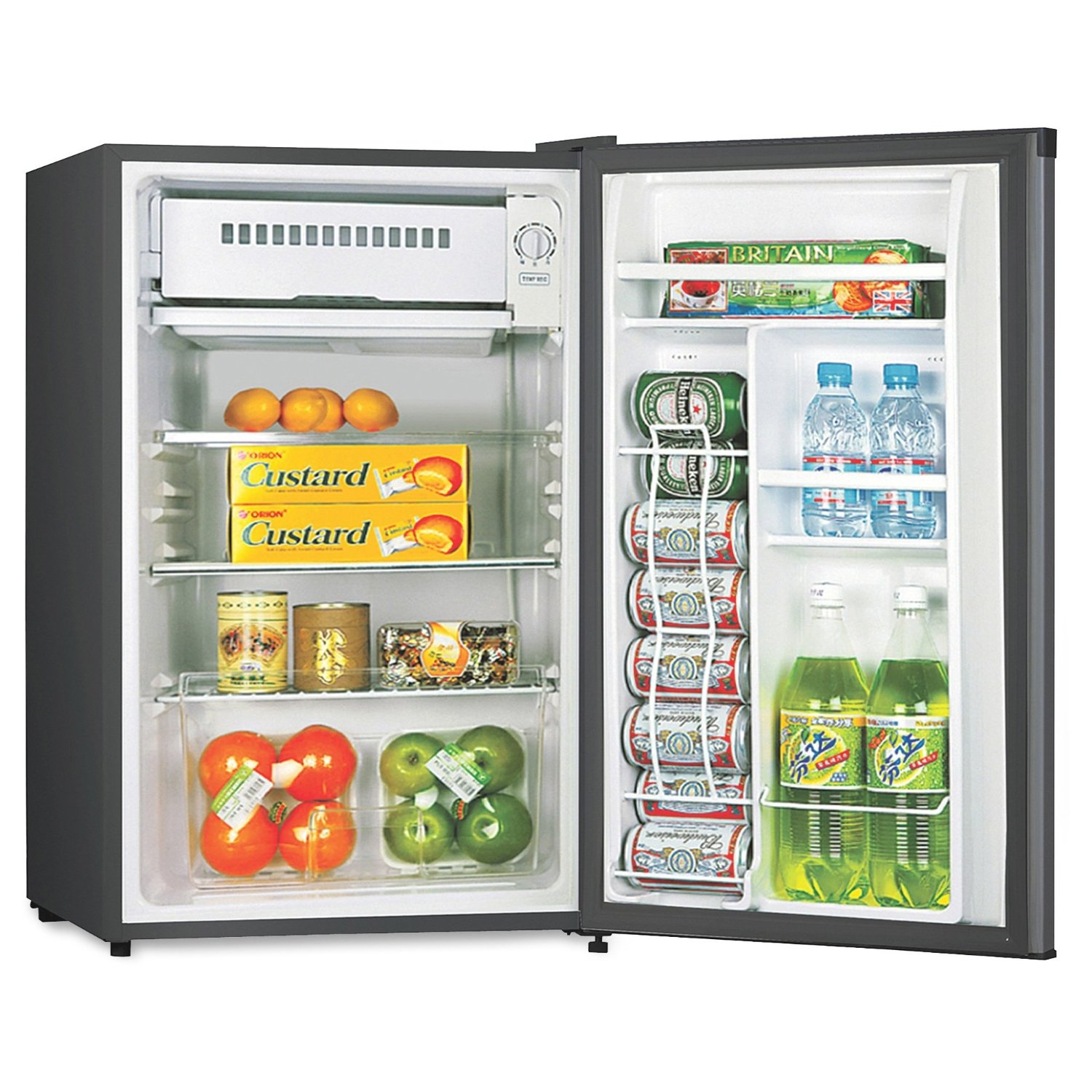 Lorell LLR72313 Compact Refrigerator, Can Dispenser, Dial Control