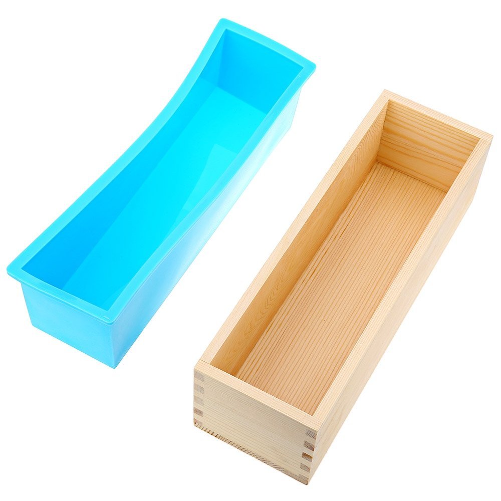 YFShine Flexible Rectangle Silicone Soap Loaf Mold Wooden Box DIY