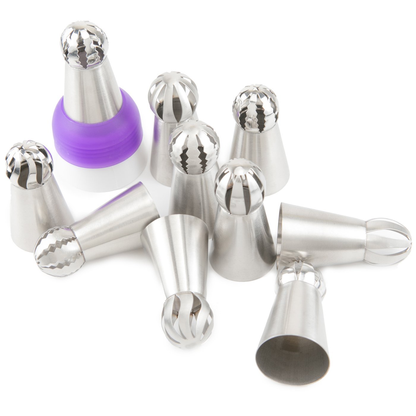 28 pcs Sphere Russian Piping Tips Set 21 Icing Tips (XXL Size) + FREE