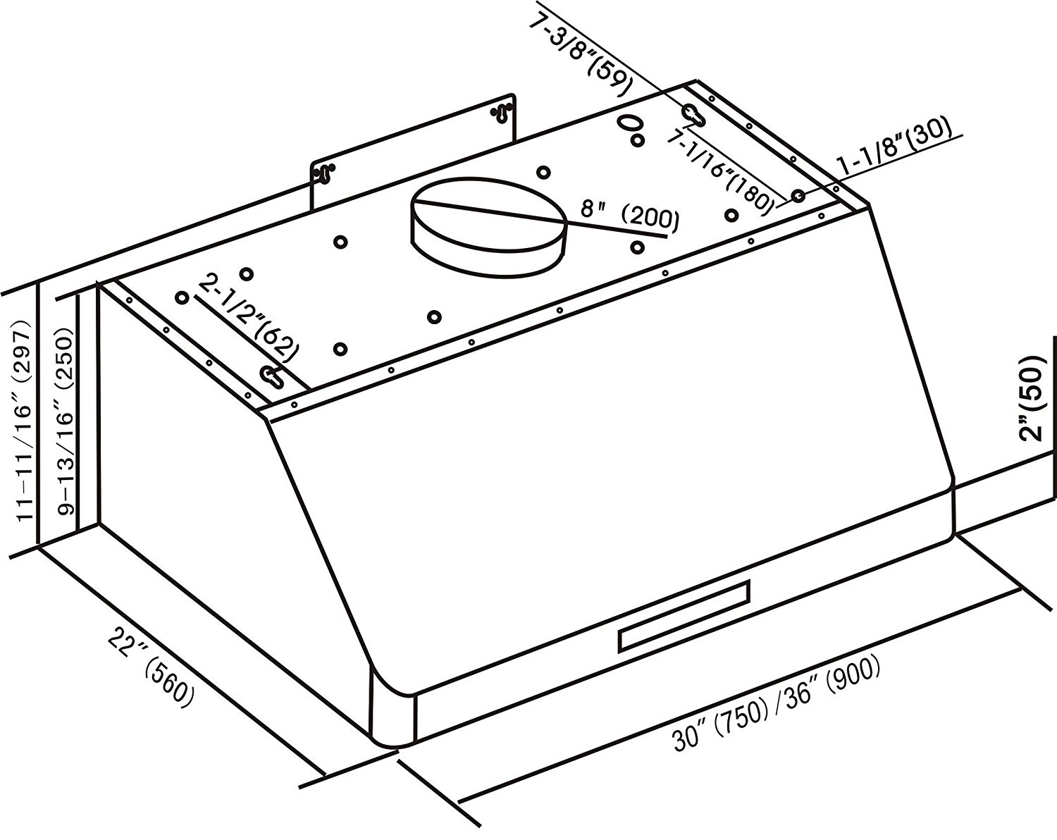 CAVALIERE 36" Under / Wall Mounted Stainless Steel Kitchen