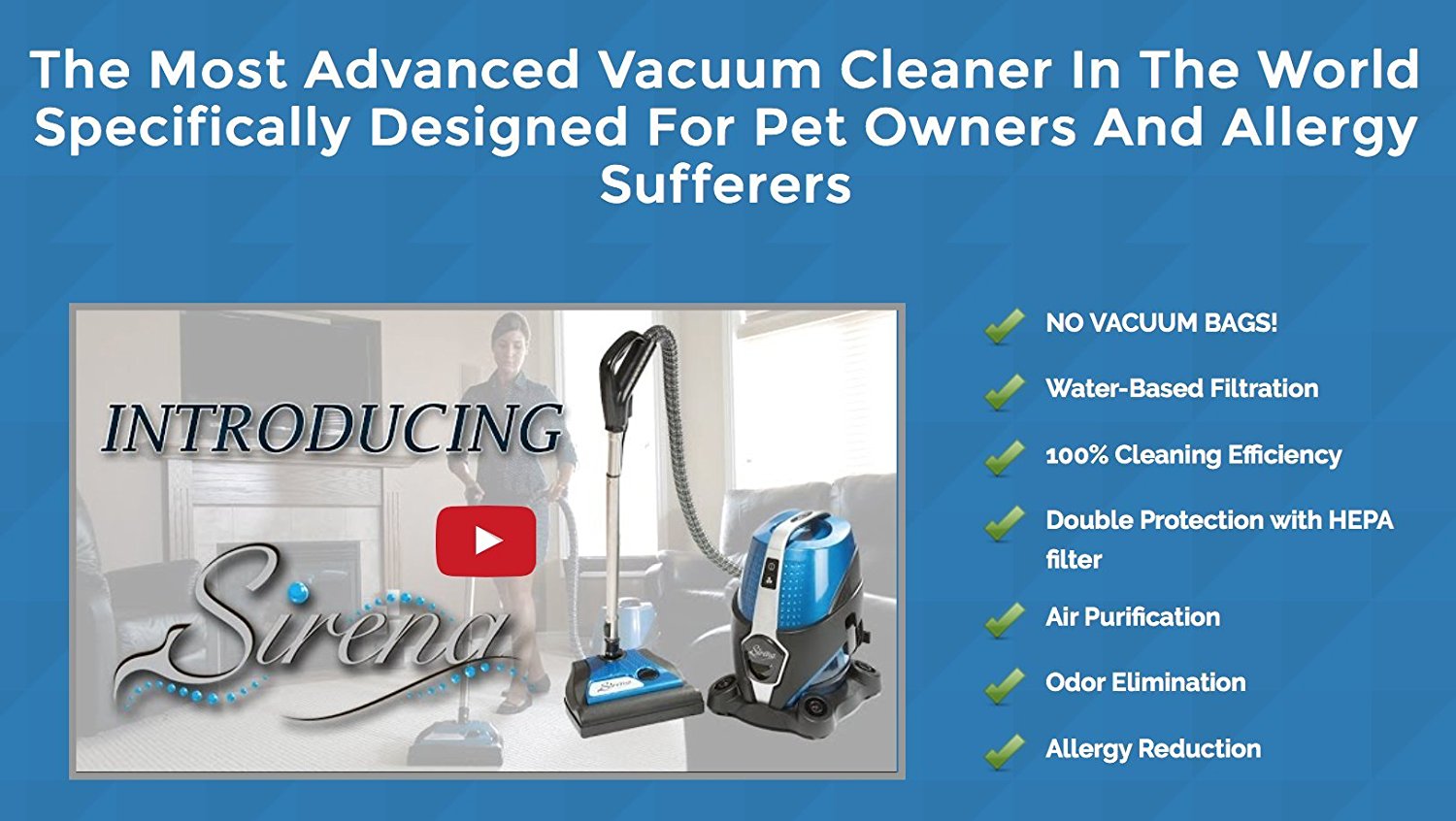 2016 SIRENA 2 SPEED 1200w Vacuum w/ Power Nozzle Total Home Cleaning