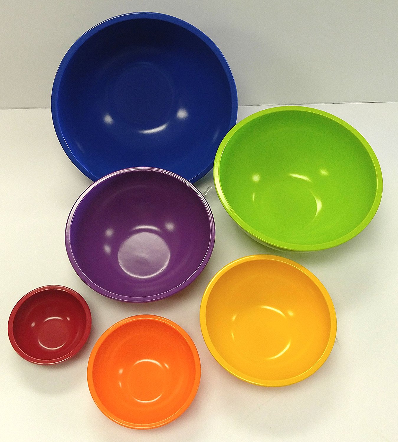 Set of 6 Gourmet Home Products Brand Bold Colored Nesting Mixing Bowls