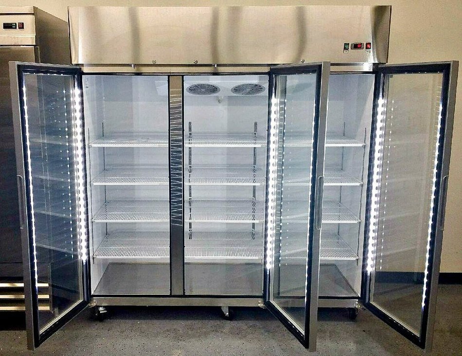78 Inch Stainless Steel Freezer 3 Locking Glass Doors Reach in