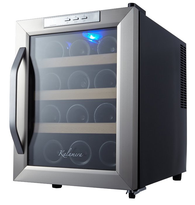 Kalamera 12 Bottle Counter Top Stainless Steel Wine Cooler Refrigerator