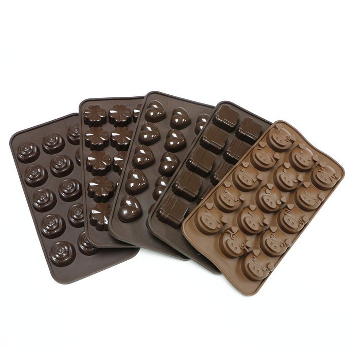 ake 5 Pack Silicone Chocolate Molds, Candy Molds, 15 Cavity 5 Shape