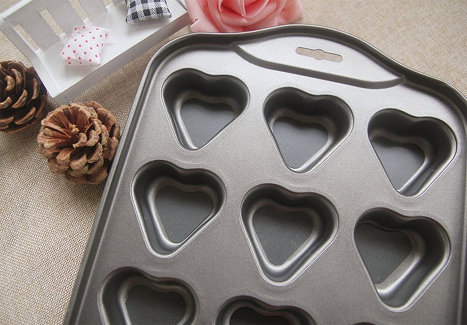 Tosnail 12 Cavity Heartshaped Mini Cheesecake Pan Cupcake Pan with