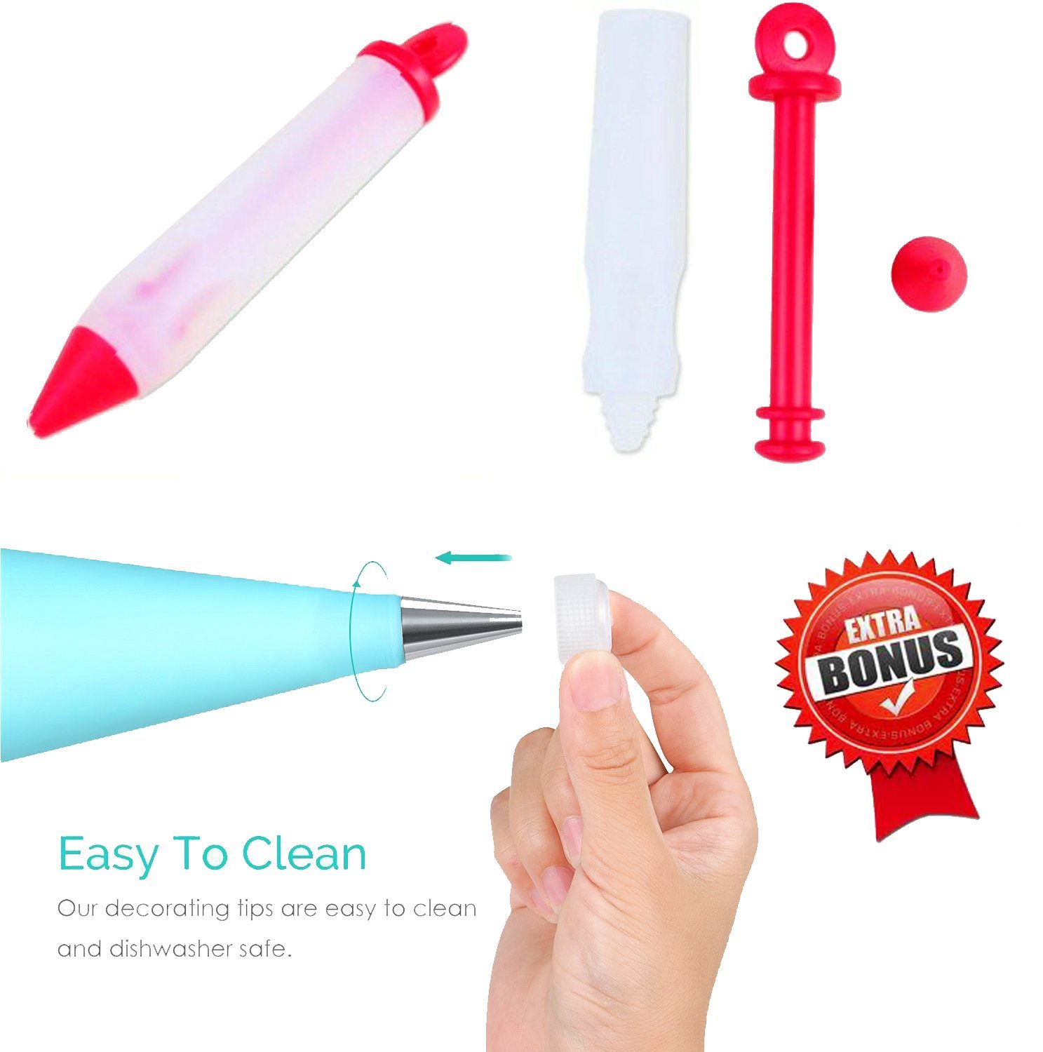 Cake Decorating Tips Kit Set with 24 Stainless Steel 2 Reusable