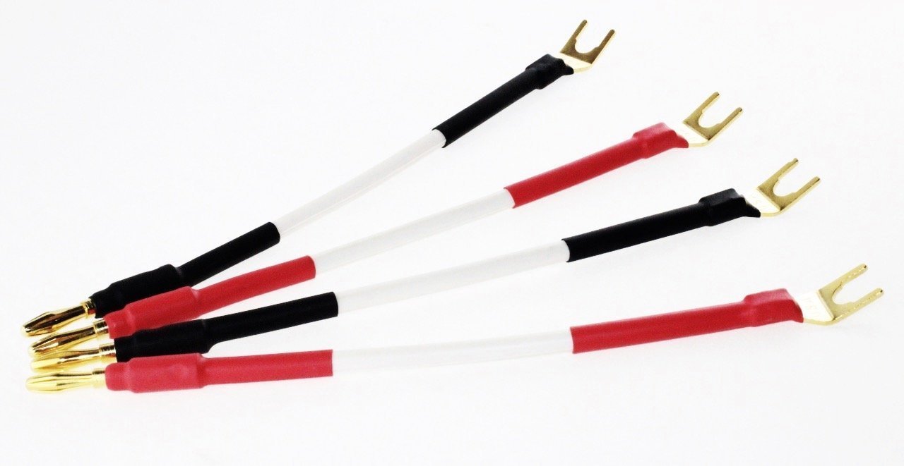 [4pack] Hifi Speaker Cable Jumpers Wire /Assembled (Spade Plug to