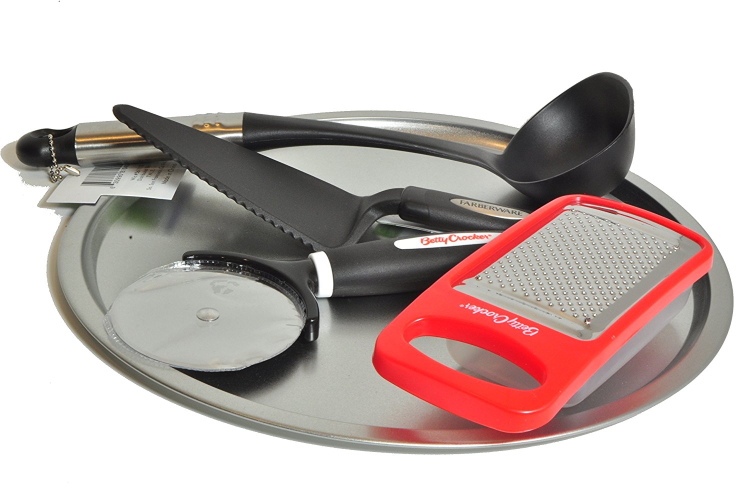 Pizza Maker Kit 5piece Set with 12 Inch Steel Pizza Pan, Betty Crocker