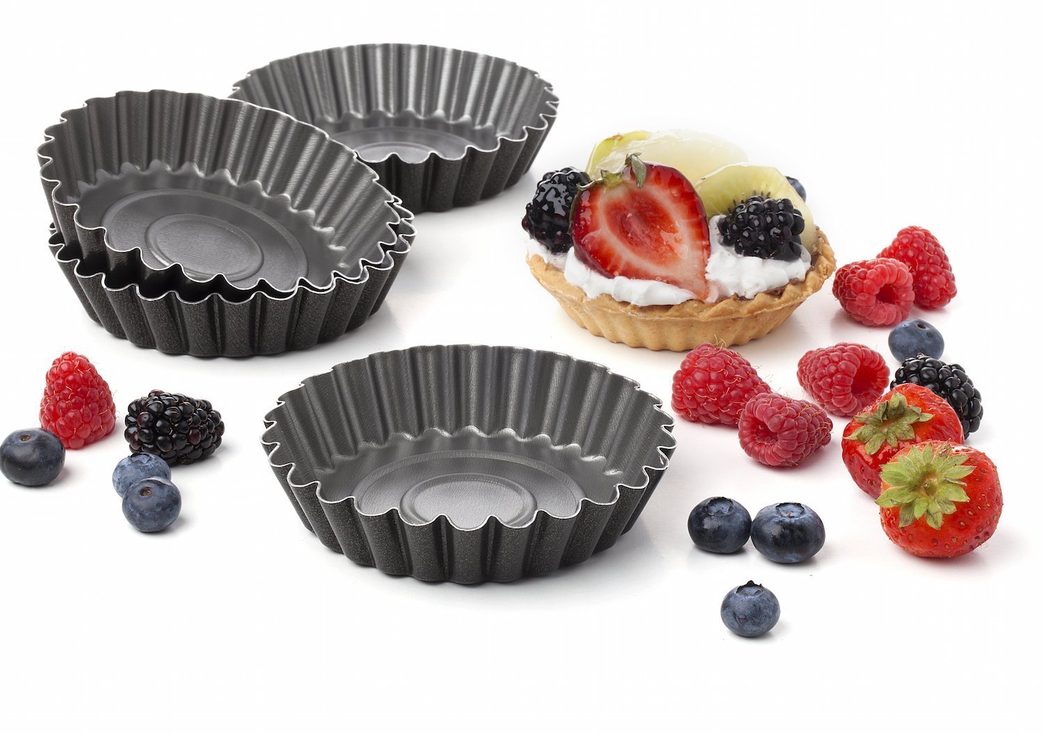 QUALITY SET OF 4 TART PANS perfect moulds for Tartlets, tarts, quiche