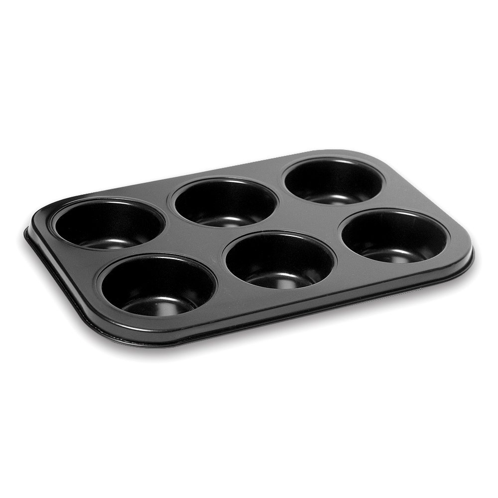 12 Cup Muffin Pan, NonStick Bakeware for Perfect Cupcake Results Made of Black Aluminum by