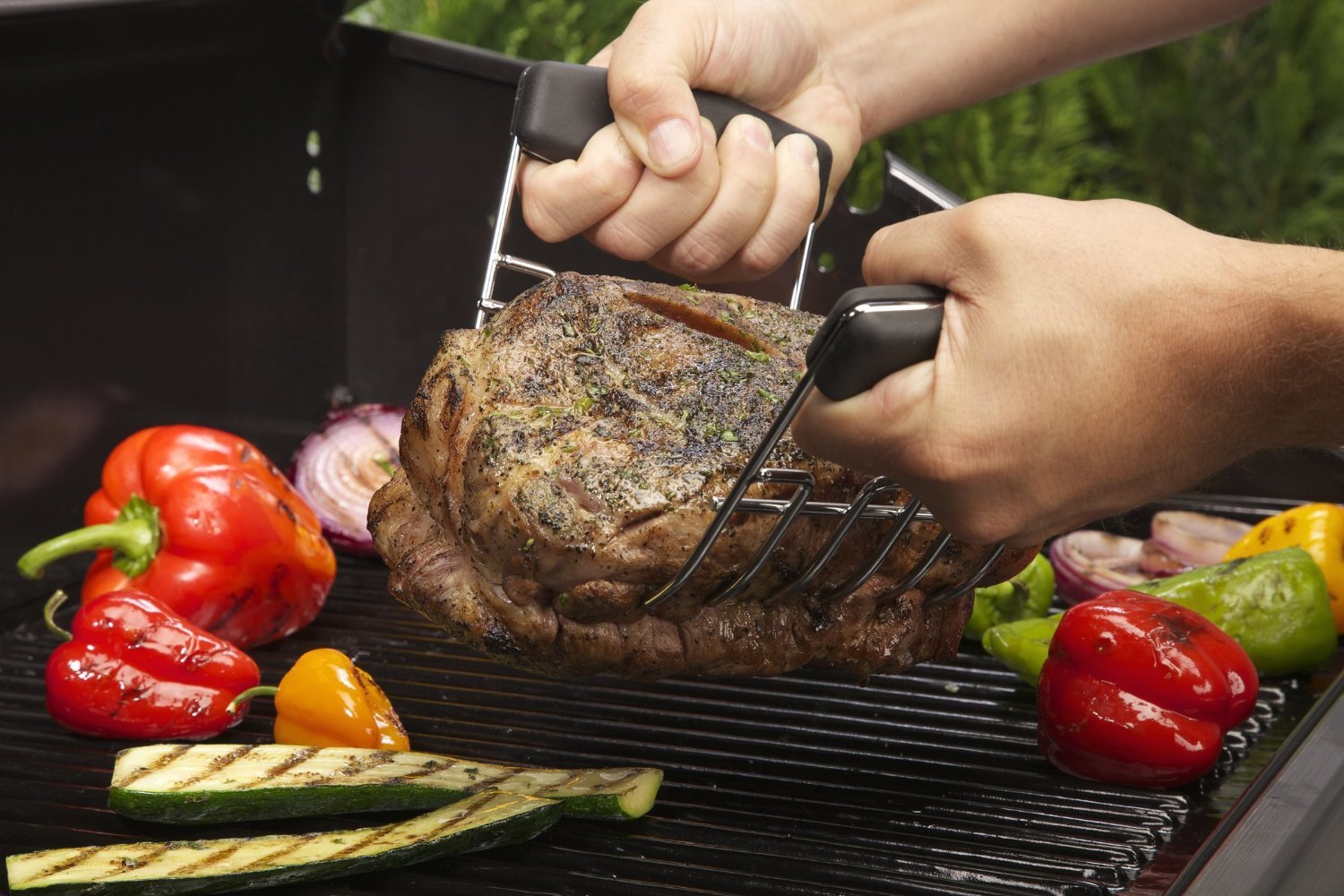 Premium Cuisinart Silver Stainless Steel Roaster Grill Rack with Bear