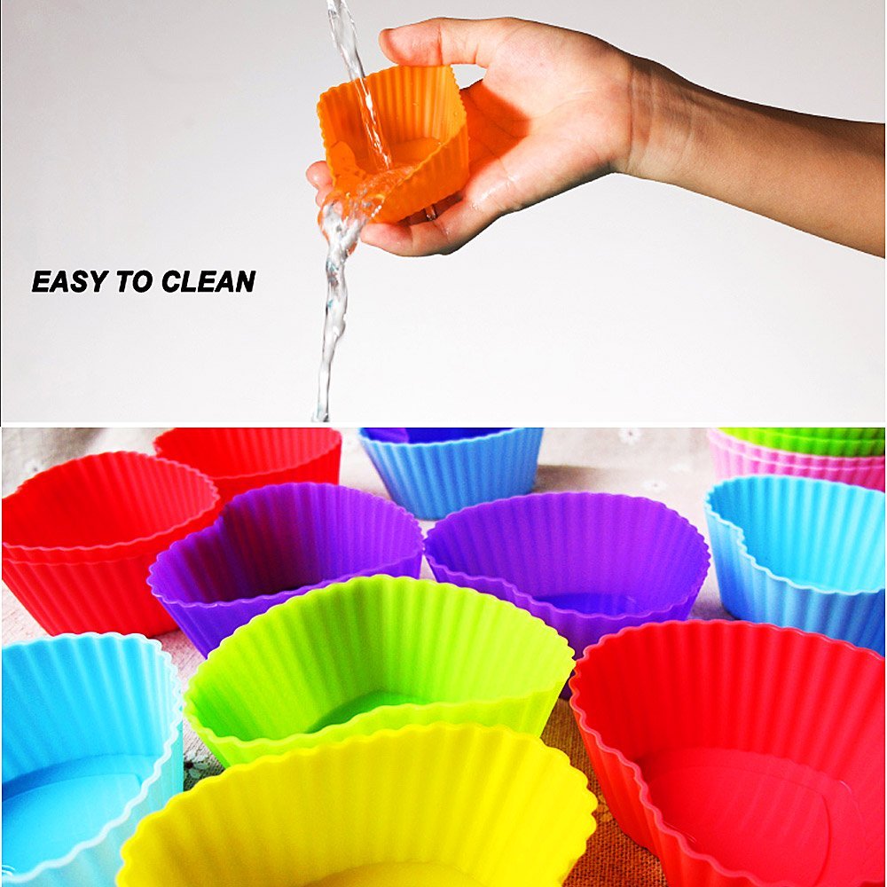 Silicone Baking Cups DefenderX NonStick Cupcake and Muffin Baking