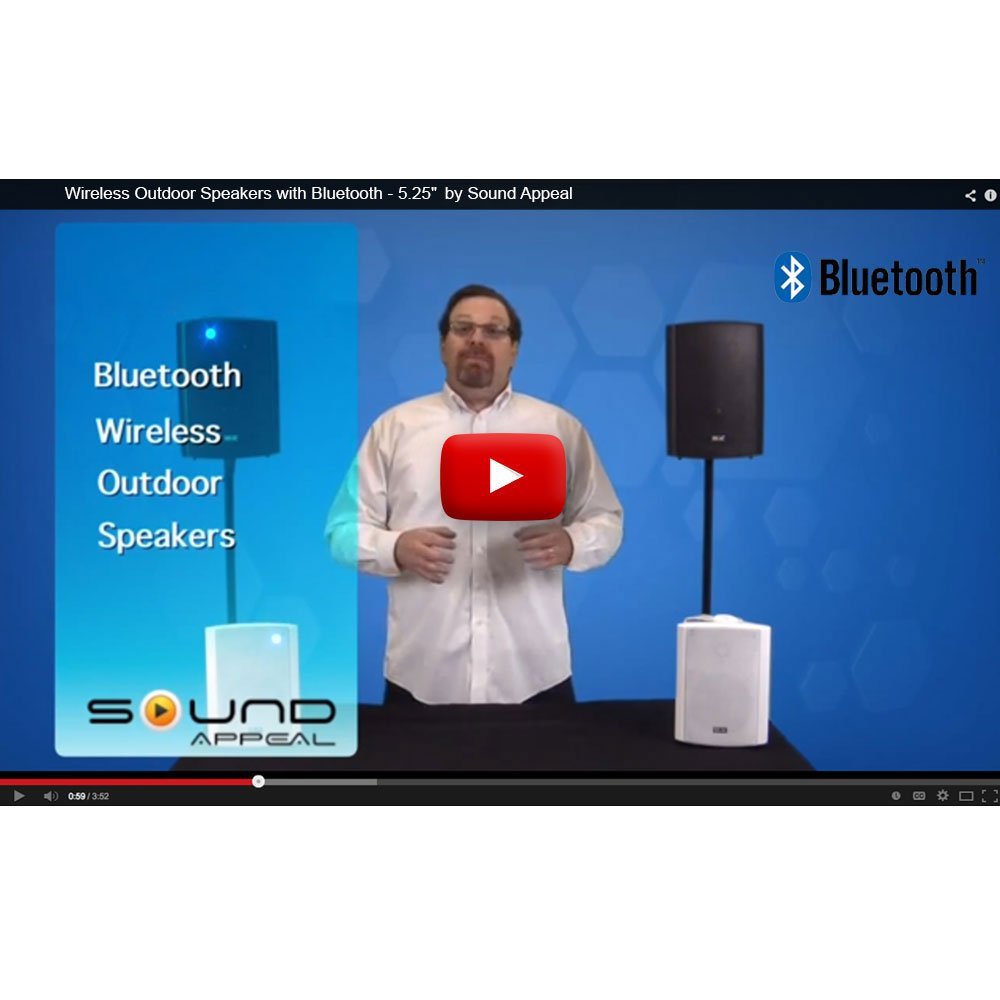 Bluetooth 5.25" Indoor/Outdoor Weatherproof Patio Speakers (Black pair