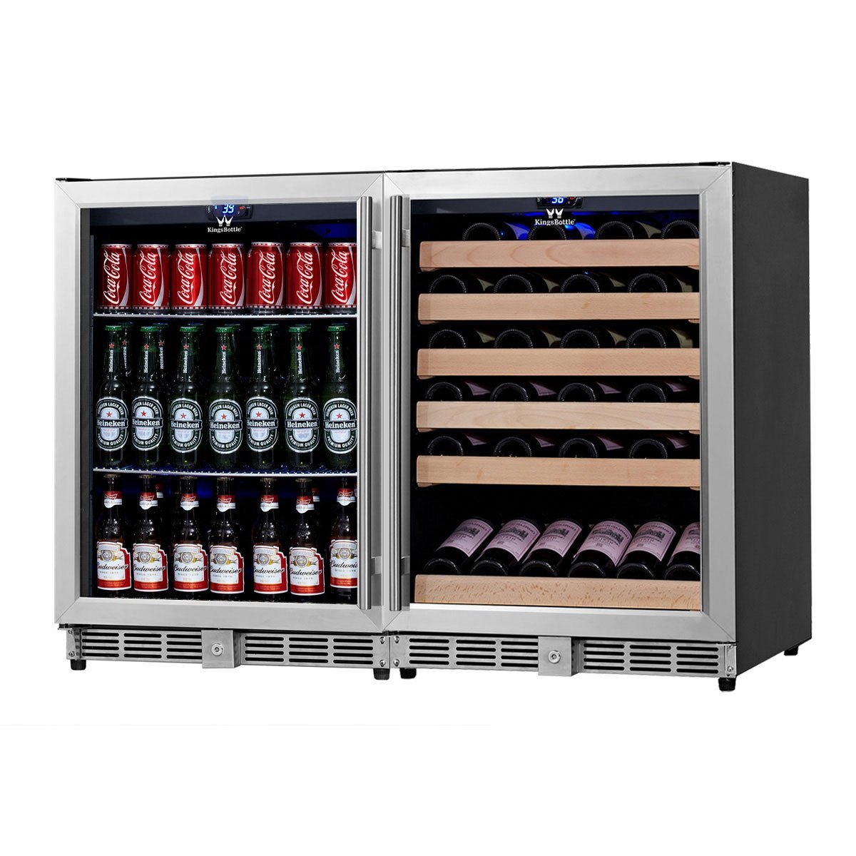 KingsBottle 2Zone Wine and Beverage Combo Refrigerator, Holds 300 Cans
