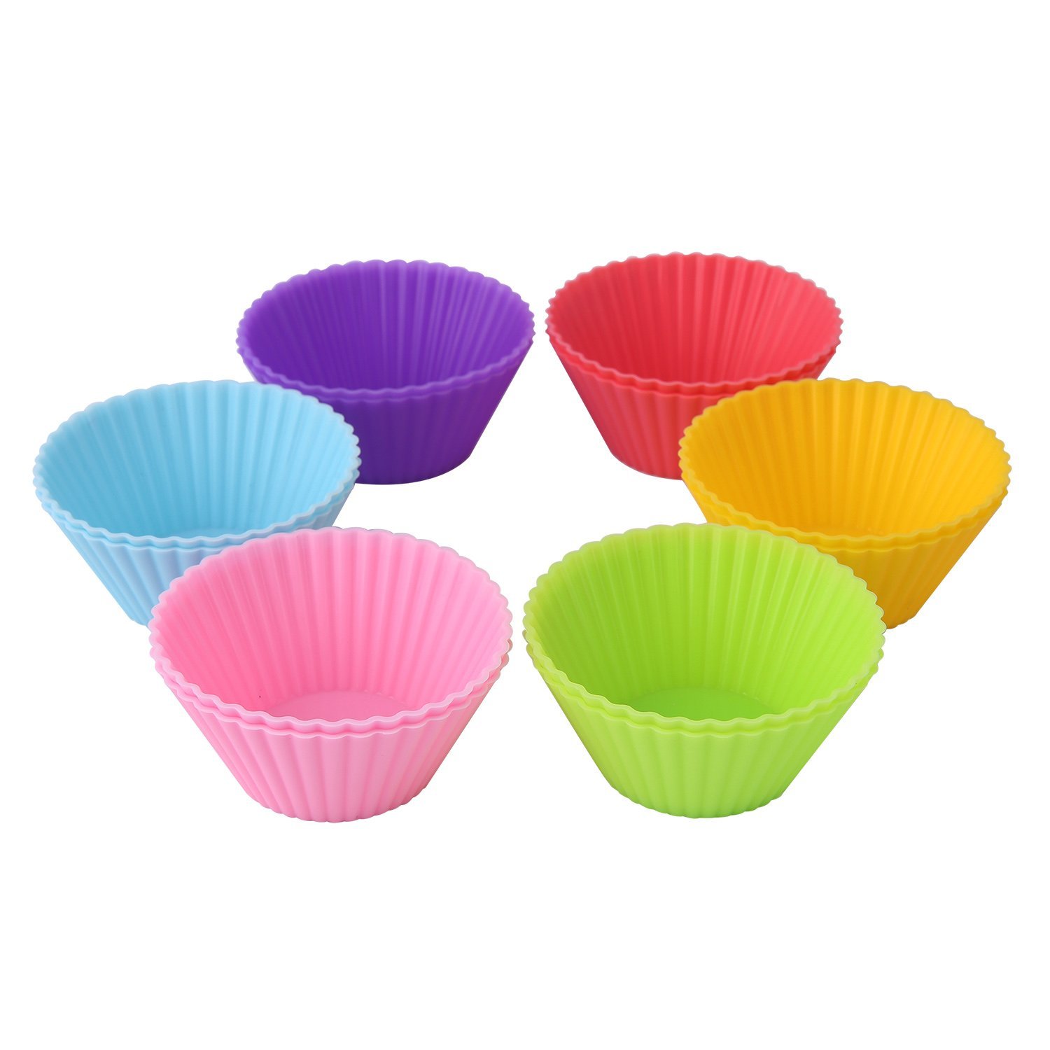 Crazy Egg Reusable Silicone Baking Cups Muffin Molds (12, 3 colors) N6