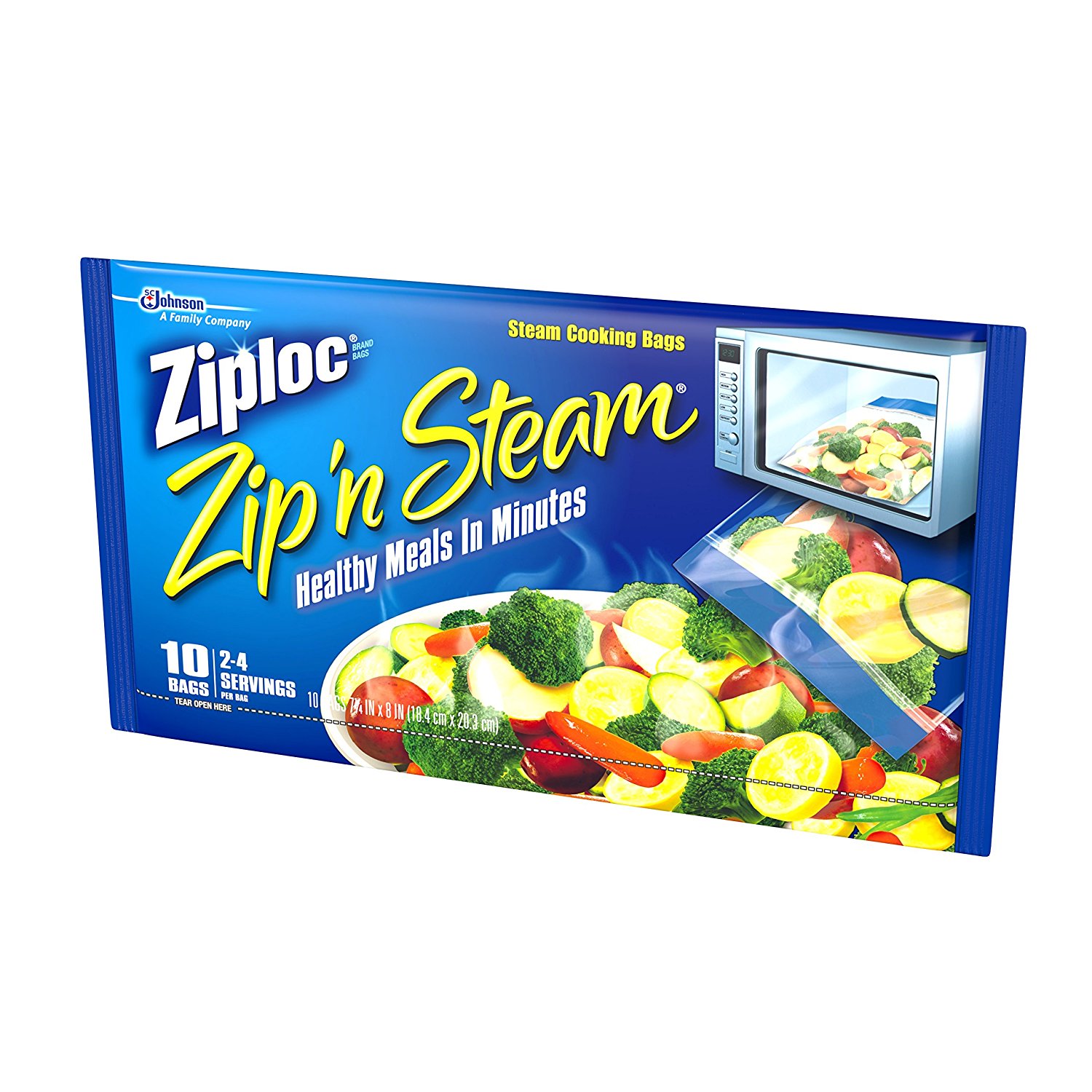 Ziploc Zip'n'Steam Microwave Cooking Bags, Medium 10 bags N2 free