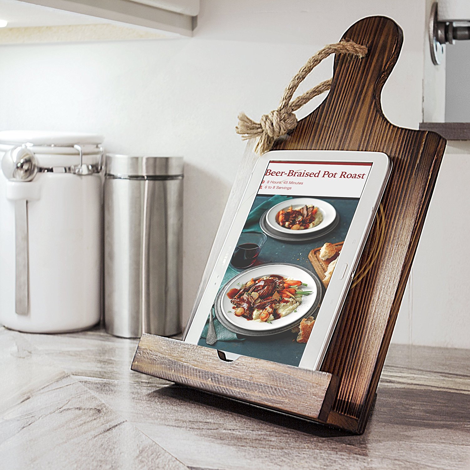 Cathy's Concepts Personalized Wooden iPad & Recipe Stand, White, Letter