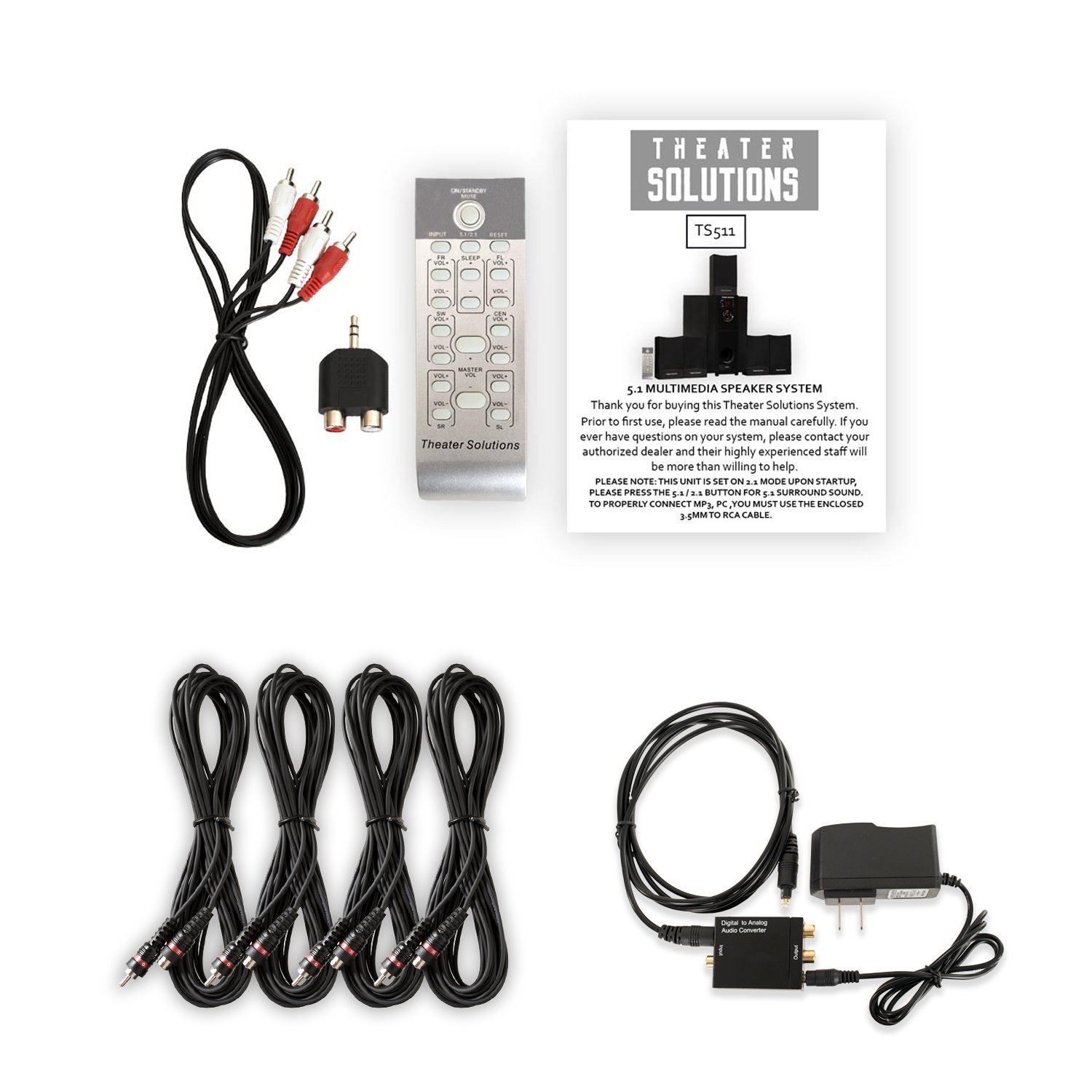 Theater Solutions TS511 Home Theater 5.1 Speaker System with Optical