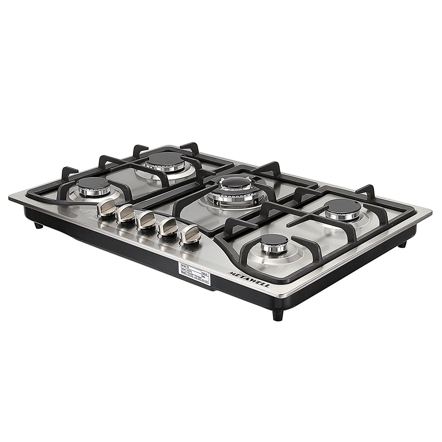 METAWELL 30" Stainless Steel 5 Burner Builtin Stoves NG Gas Hob
