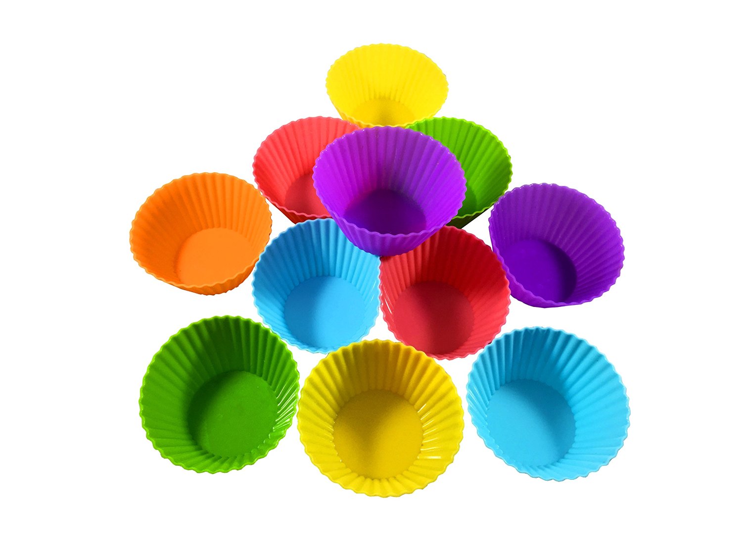 Set of 12 Silicone Colors Baking Cups, Silicone cupcake molds, Reusable