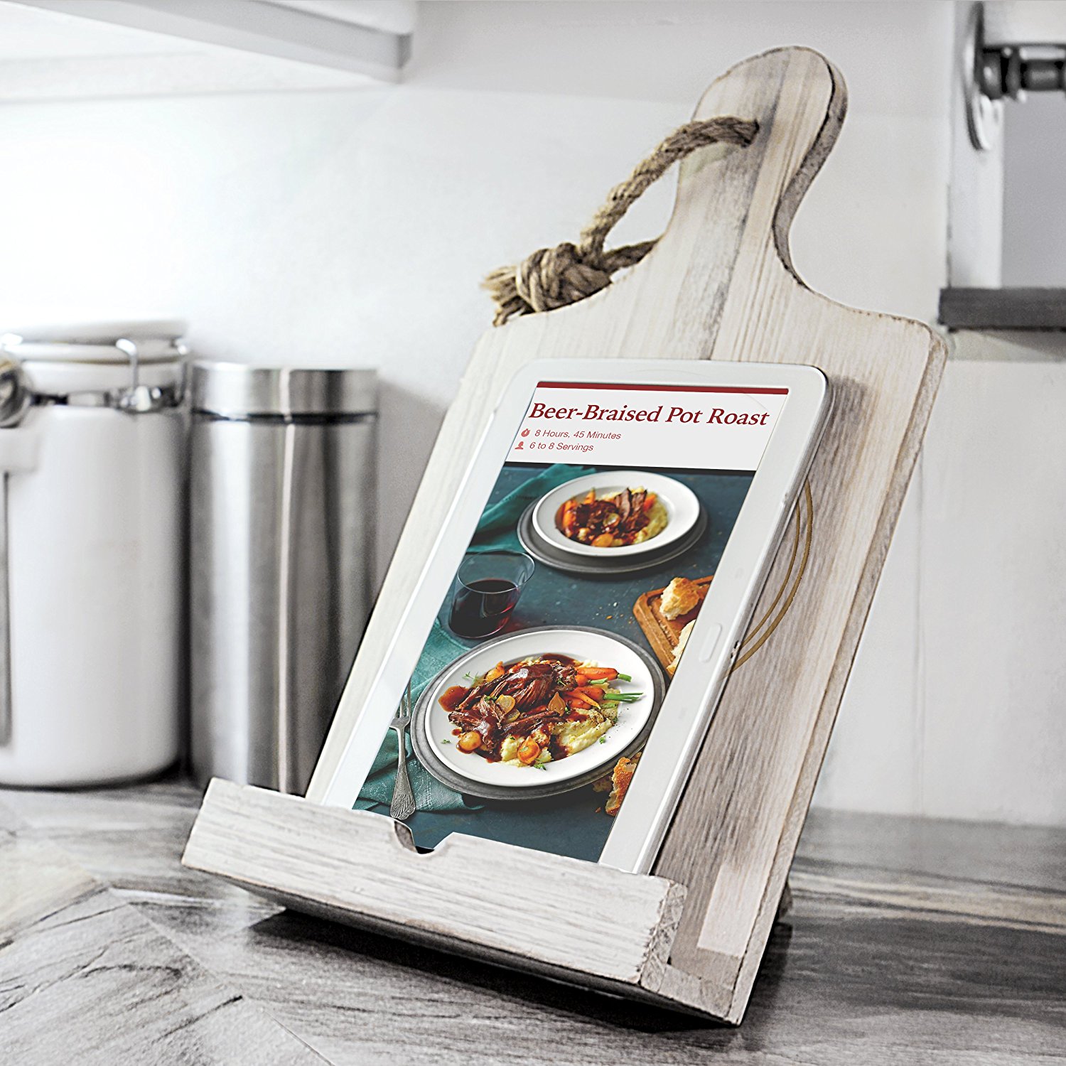 Cathy's Concepts Personalized Wooden iPad & Recipe Stand, White, Letter