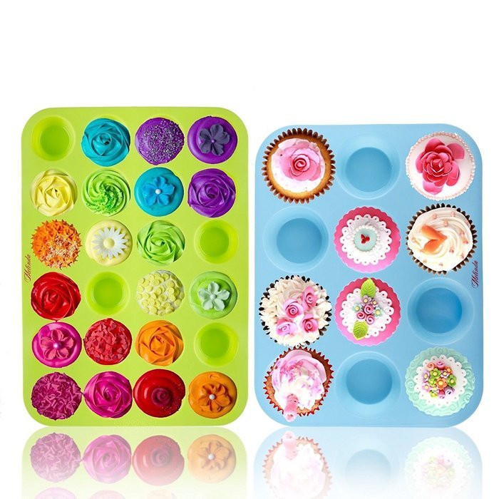 Silicone Mold Cupcake Pan by Melinda Muffin Tin set of 2 Baking Pans