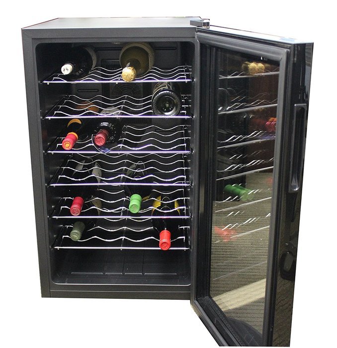HOMEIMAGE Thermo Electric Wine Cooler w/ Tinted Mirror Glass Door 28 Bottles HISC28A free