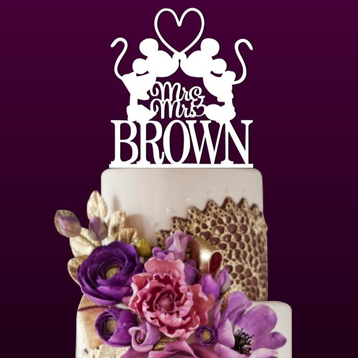 Sugar Yeti Made In USA Personalized Wedding Cake Topper Mrs Minnie Heart Mr Mickey 1 Black N17
