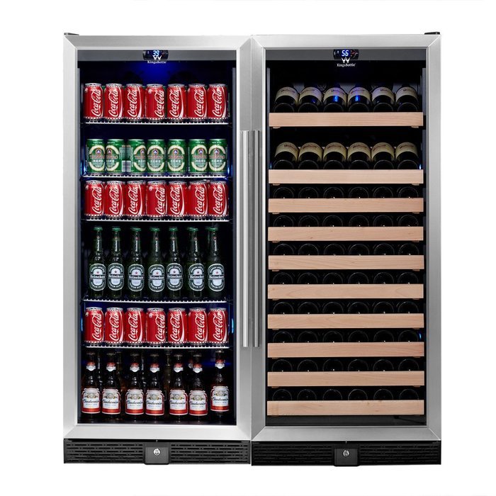 KingsBottle 2Zone Wine and Beverage Combo Refrigerator, Holds 300 Cans