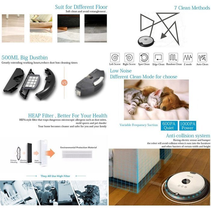 Robot Vacuum Cleaner SelfDocking with DropSensing Clean for Pets and