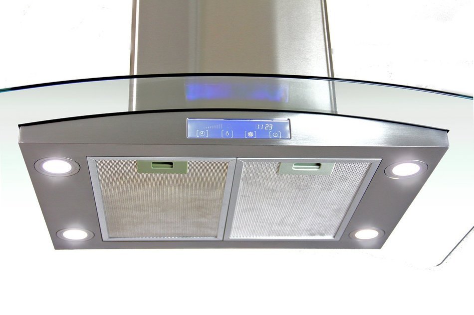 FIREBIRD Stainless Steel 36" Euro Style Island Mount Range Hood LED