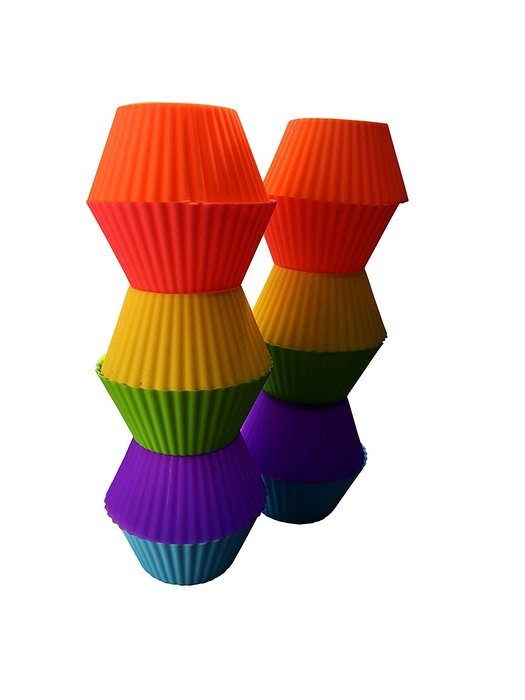 Set of 12 Silicone Colors Baking Cups, Silicone cupcake molds, Reusable muffin liners N2 free