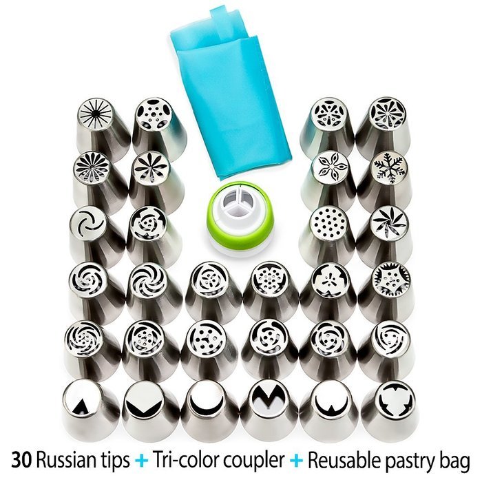 Russian Piping Tips Set Cake Decorating Kit Professional Tri Color