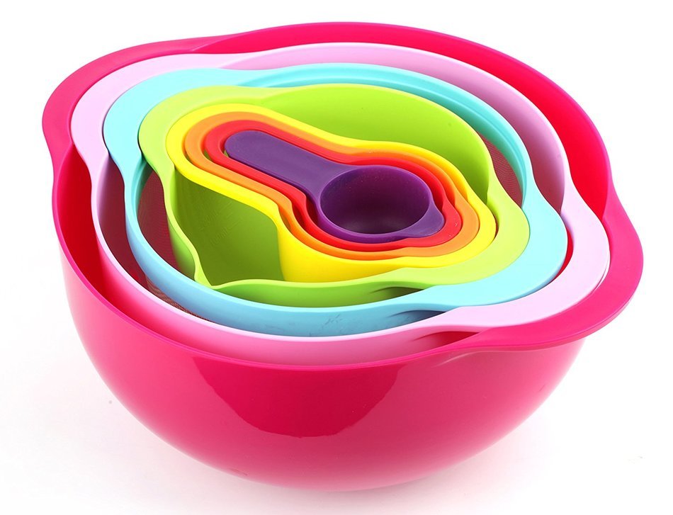 Home Value Mixing Bowls, Nesting 8 Piece Set, Colander, Sieve Sifter