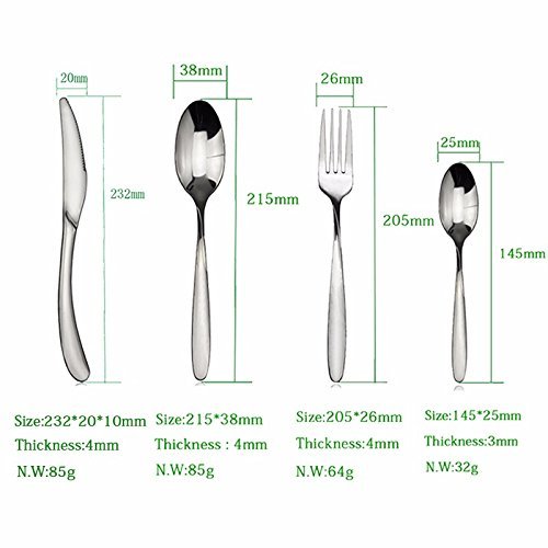Silver Cutlery Set 4 Piece Highgrade Stainless Steel Flatware free