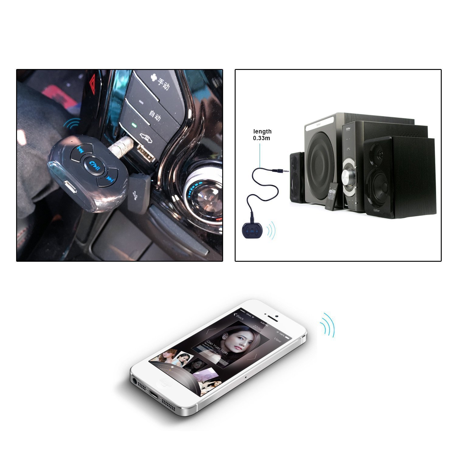 Bluetooth Receiver, Lollipop Wireless Bluetooth Car Kits Calling Hand