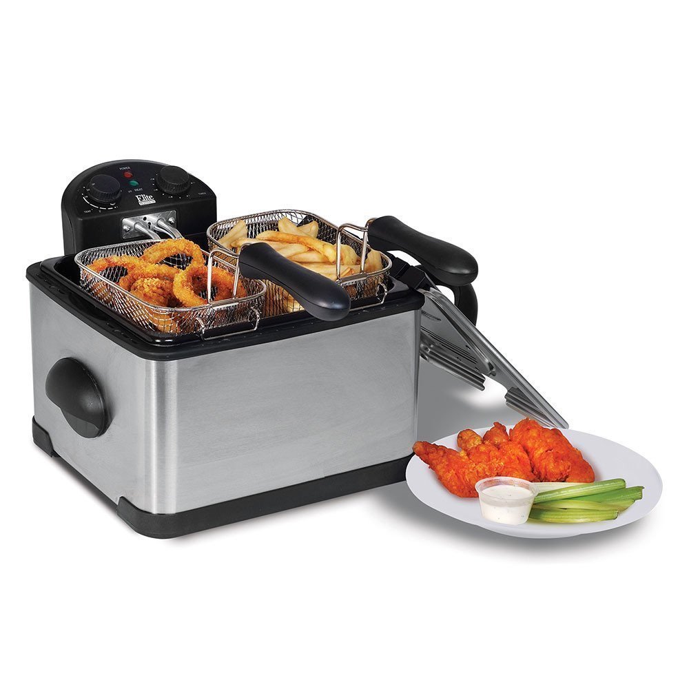 Elite Platinum EDF401T MaxiMatic 4 Quart Dual Deep Fryer with 3