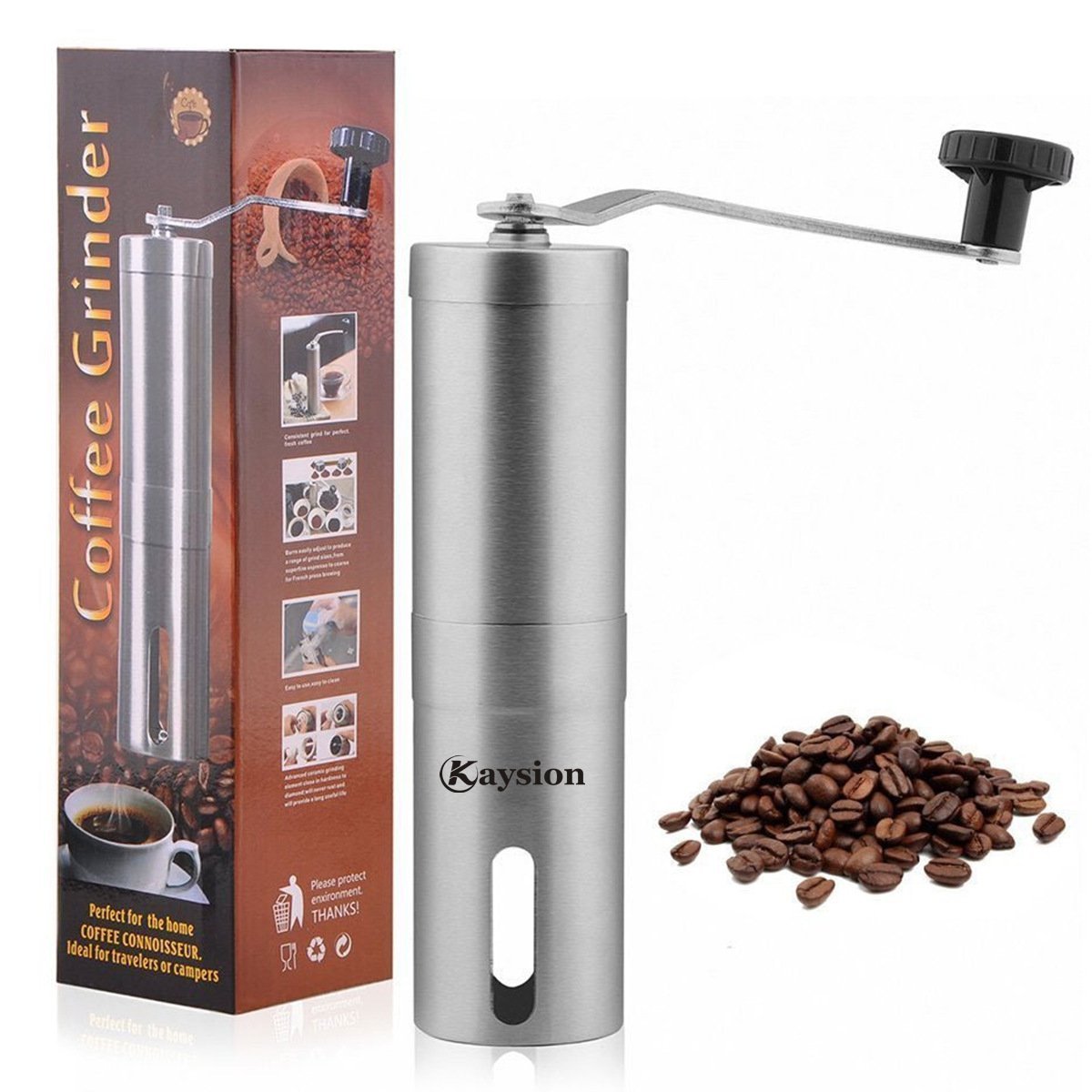 Manual Coffee Grinder KAYSION Coffee Grinder Hand Crank with Conical Ceramic Burr Adjustable